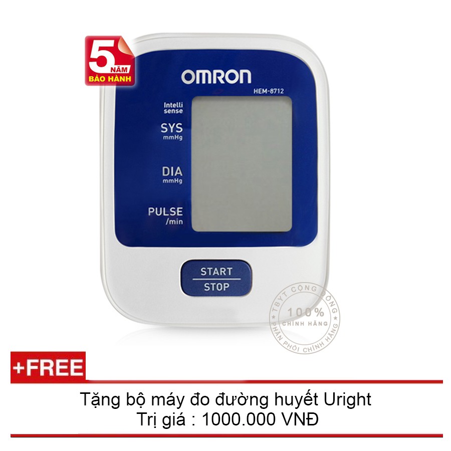 Máy Đo Huyết Áp Tay Omron Hem 8712 + Máy đo đường huyêt Uright TD - 4265