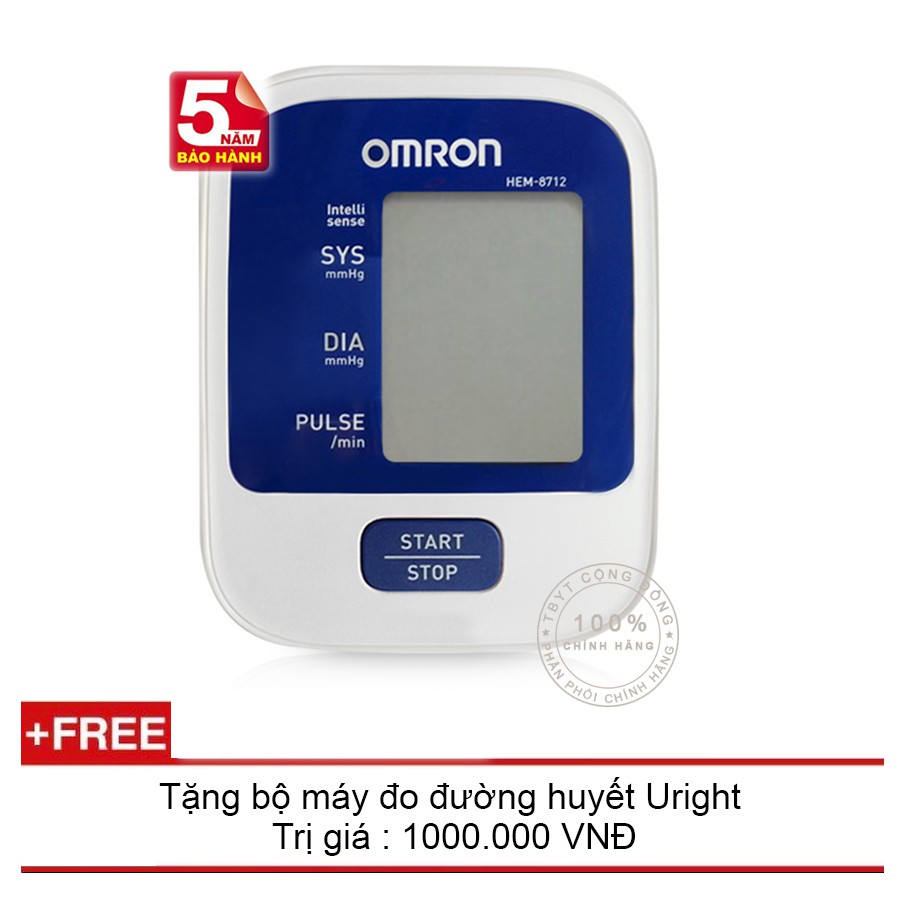 Máy Đo Huyết Áp Tay Omron Hem 8712 + Máy đo đường huyêt Uright TD - 4265