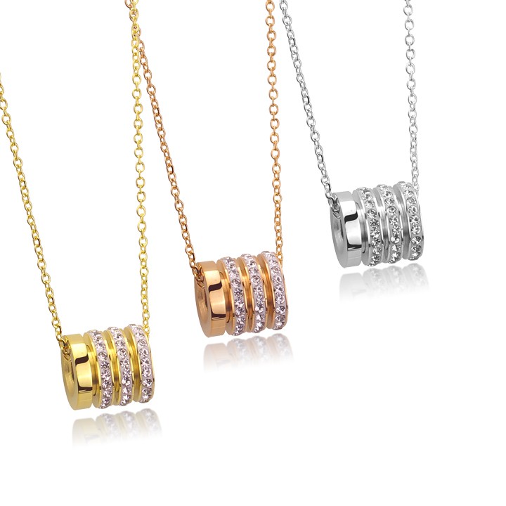 DÂY CHUYỀN TITAN ỐNG TRÒN ĐÍNH ĐÁ TN141 siêu đẹp, bền màu, chuẩn thời trang