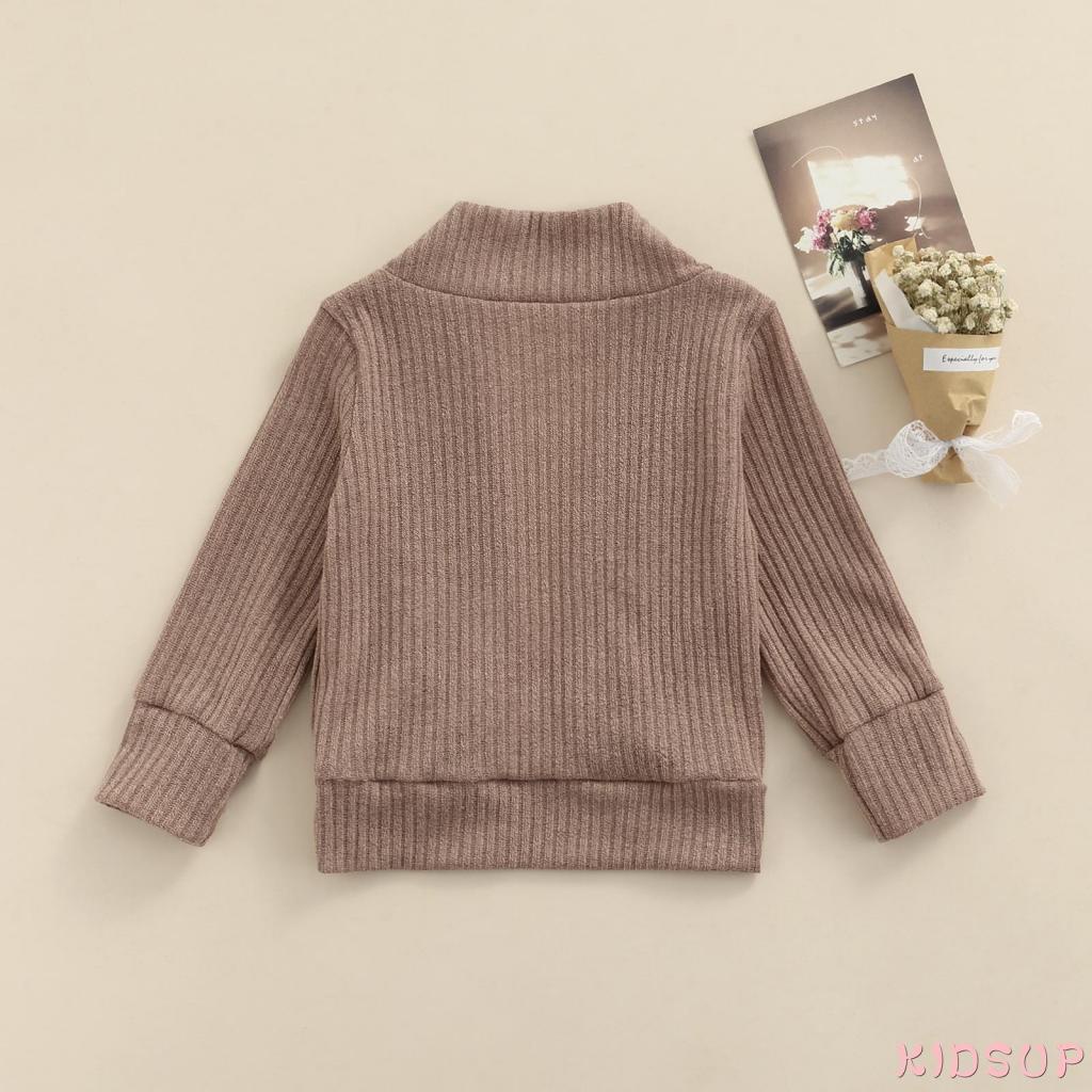 Áo cardigan sweater dệt kim tay dài màu trơn mở phía trước kiểu mùa thu cho bé gái