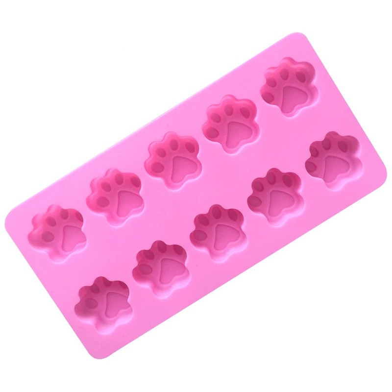 Khuôn Silicone 10 / 16 Ngăn Làm Bánh Hình Dấu Chân Chó Mèo Đáng Yêu