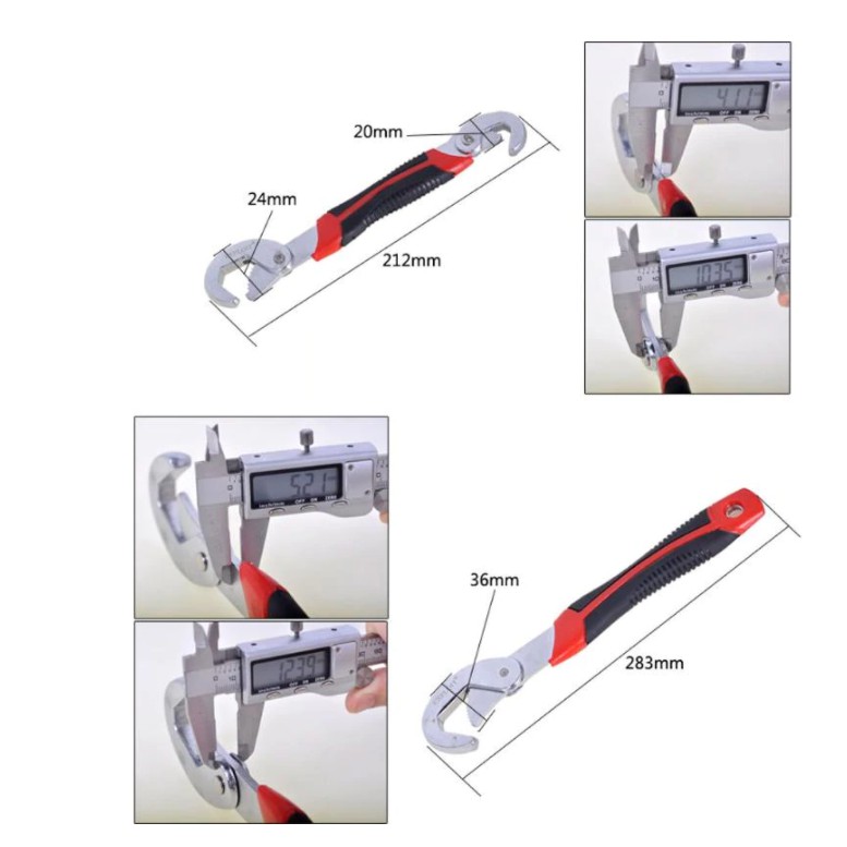 2 Cờ Lê Snap'N Grip Đa Năng Thông Minh - Thép Cacbon Cao Cấp - Mạ Crom Sáng Bóng - Tay Cầm Cao Su Chống Trơn Trượt