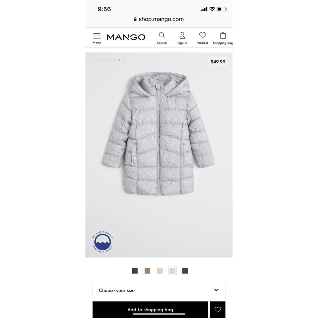 ÁO PHAO DÁNG DÀI MANGO DƯ XỊN 5/14Y