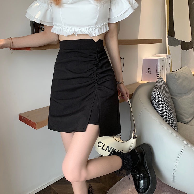 Mới Chân Váy Chữ A Lưng Cao Xếp Ly Phong Cách Hàn Quốc