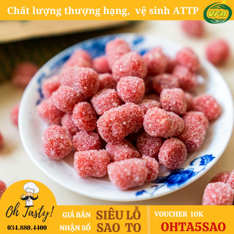 500G Hũ Kẹo Dâu Tây Đà Lạt | Hàng chất lượng thượng hạng | HOÀN ĐỔI 100% nếu không như mô tả