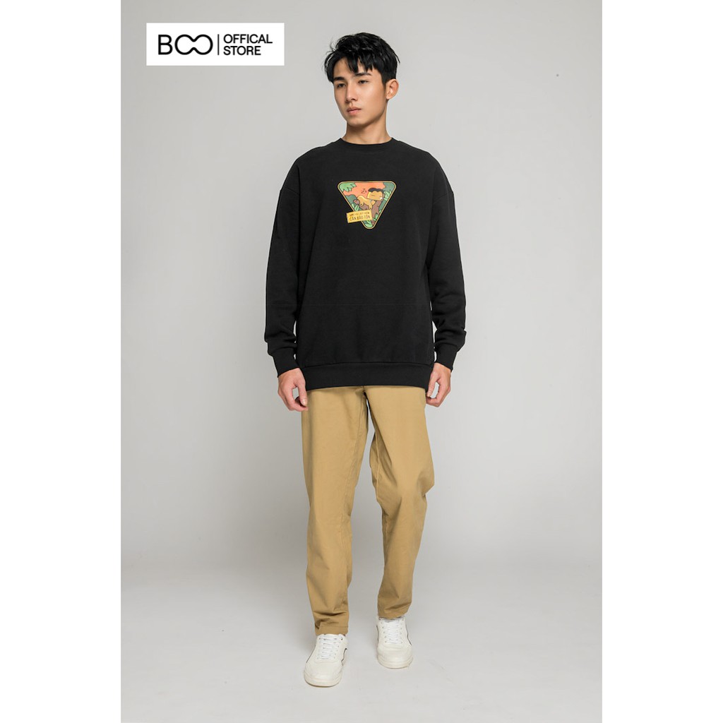 Áo Sweatshirt Nỉ Không Mũ Nam Nữ Unisex BOO Dáng Oversize Form Rộng Nỉ Da Cá In Hình Busticker