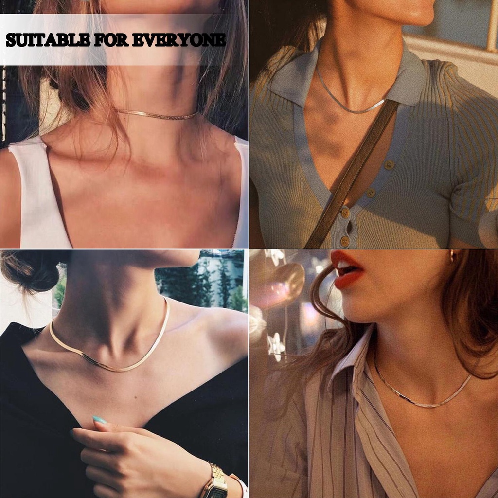 Dây Chuyền Choker Kiểu Da Rắn|Dây Chuyền Mắt Xích Cổ Điển