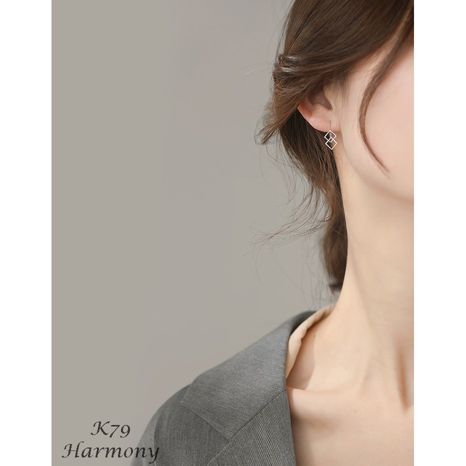 Khuyên tai nữ bạc ta dài hình thoi 2 màu độc đáo đơn giản Lucy | HARMONY ACCESSORIES K79