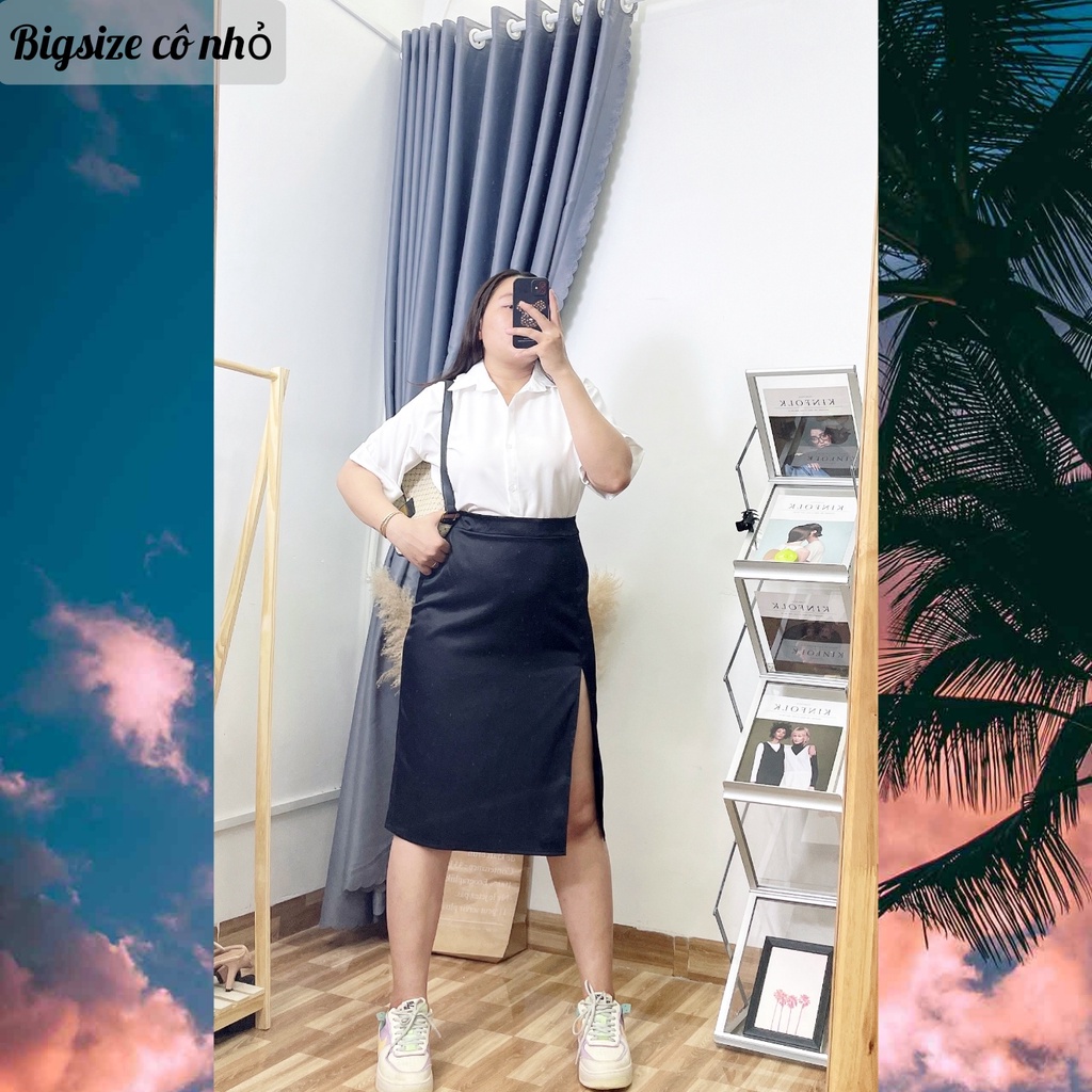 Chân váy chữ A lưng cao dài xẻ tà công sở bigsize ,Chân váy A chất vải tapta nhật mịn mềm mát mã CVD hình thật 100%
