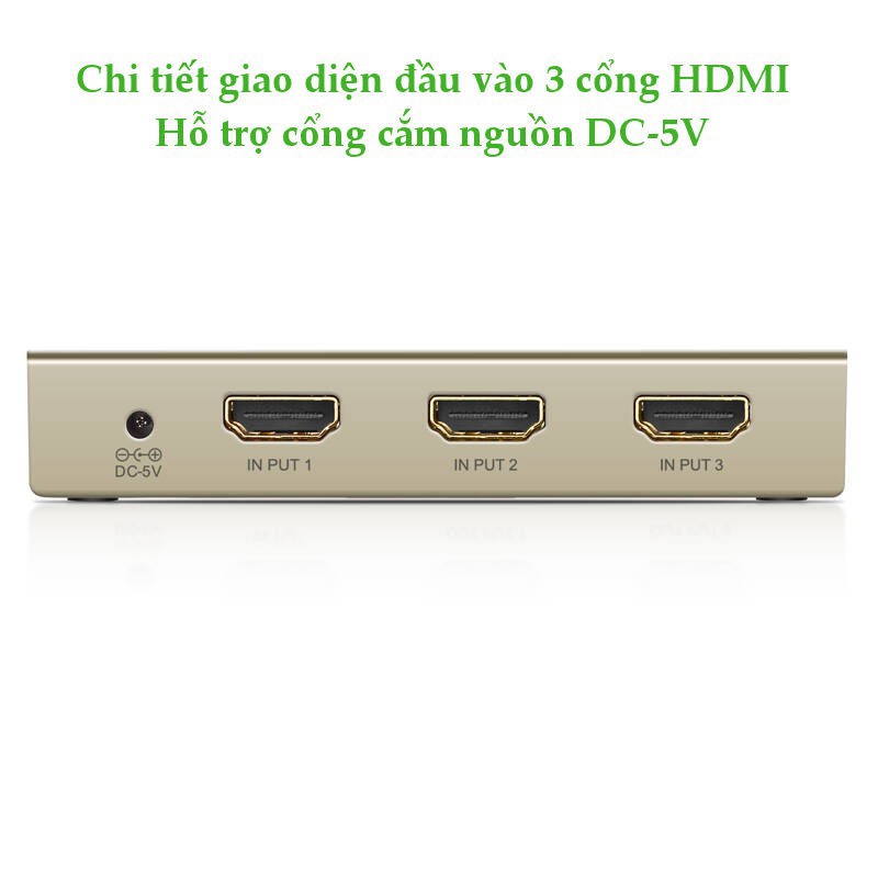 Bộ gộp HDMI 3 vào 1 ra cao cấp hỗ trợ 3D 4K chính hãng Ugreen 40278