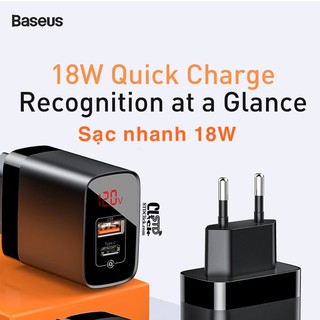 Sạc nhanh q.c 3.0 và pd 3.0 2 cổng baseus pps 18w mirror lake chính hãng