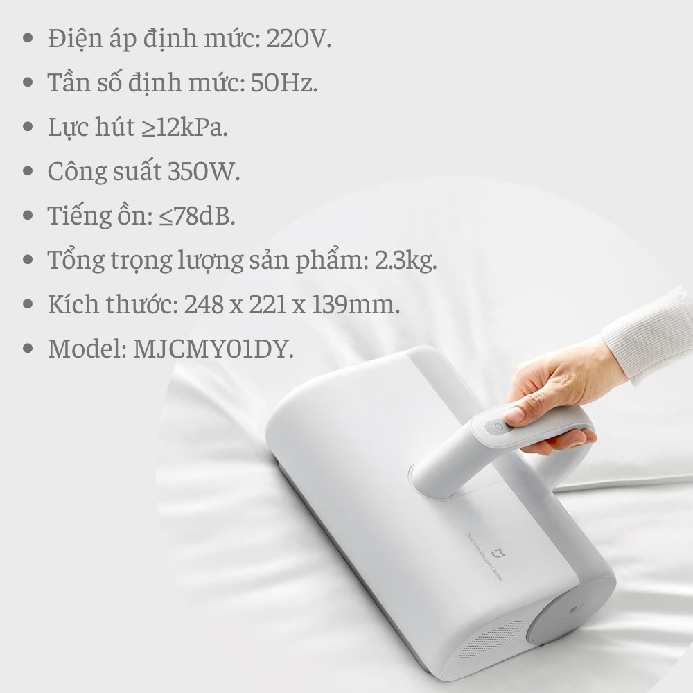 Máy hút bụi diệt khuẩn giường, nệm, sofa có UV - Xiaomi Mijia MJCMY01DY - Hàng Chính Hãng