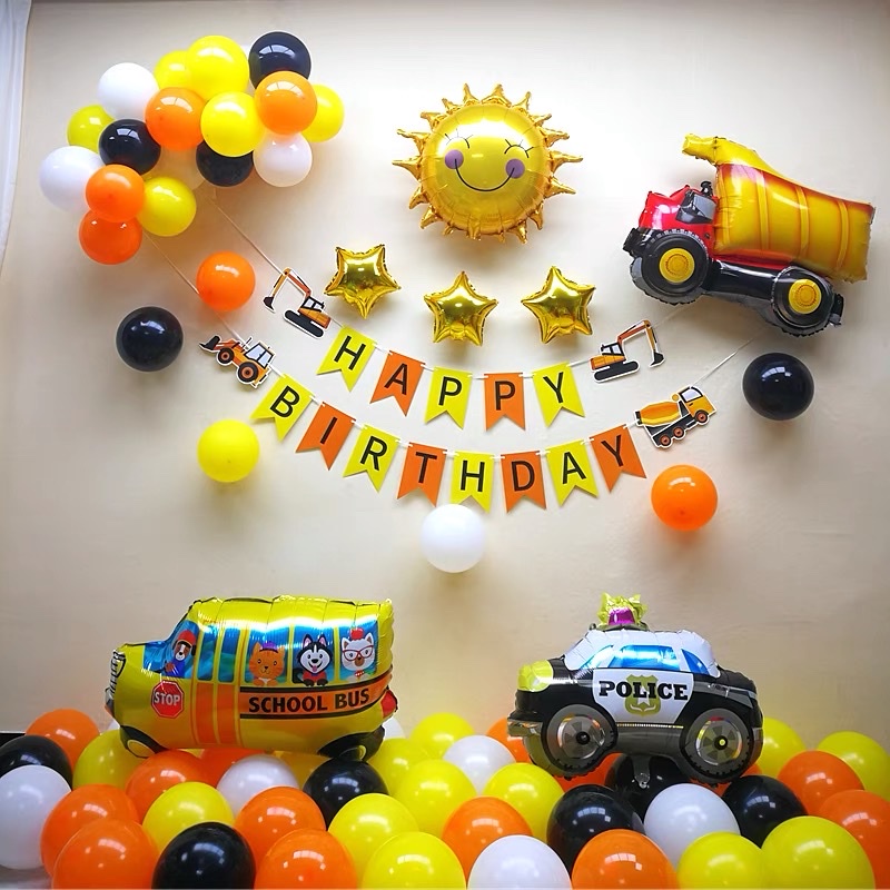 Set bóng trang trí sinh nhật , bóng sinh nhật hàng đẹp , set chủ đề giao thông dành cho bé trai