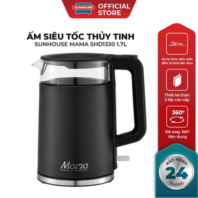 Ấm siêu tốc thủy tinh 1.7L SUNHOUSE SHD1330
