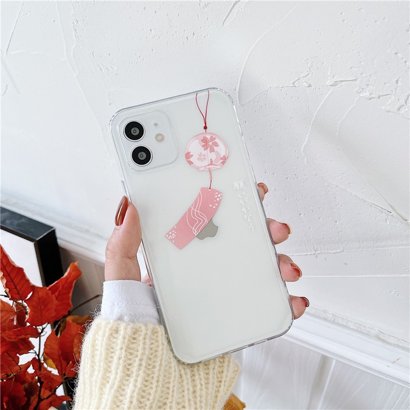 Ốp điện thoại TPU dẻo vuông chống sốc họa tiết chuông gió điều ước retro cho iPhone 12 11 Pro Max X XS Max XR 8 7 Plus