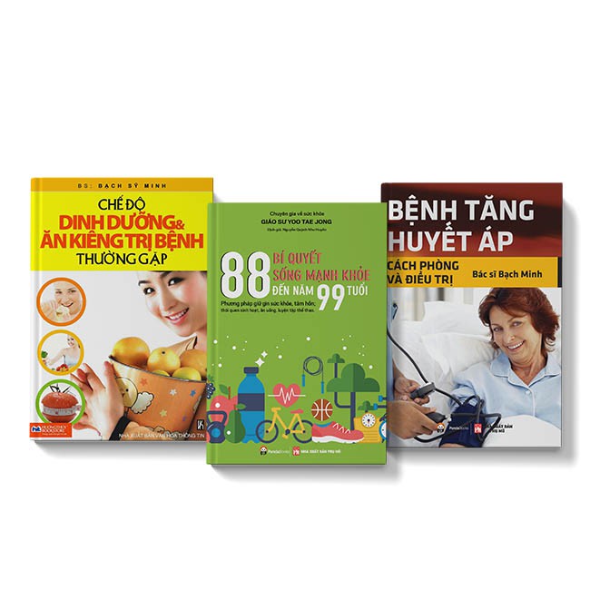 Sách COMBO 3 cuốn Bệnh tăng huyết áp + 88 bí quyết sống khỏe + Chế độ dinh dưỡng ăn kiêng