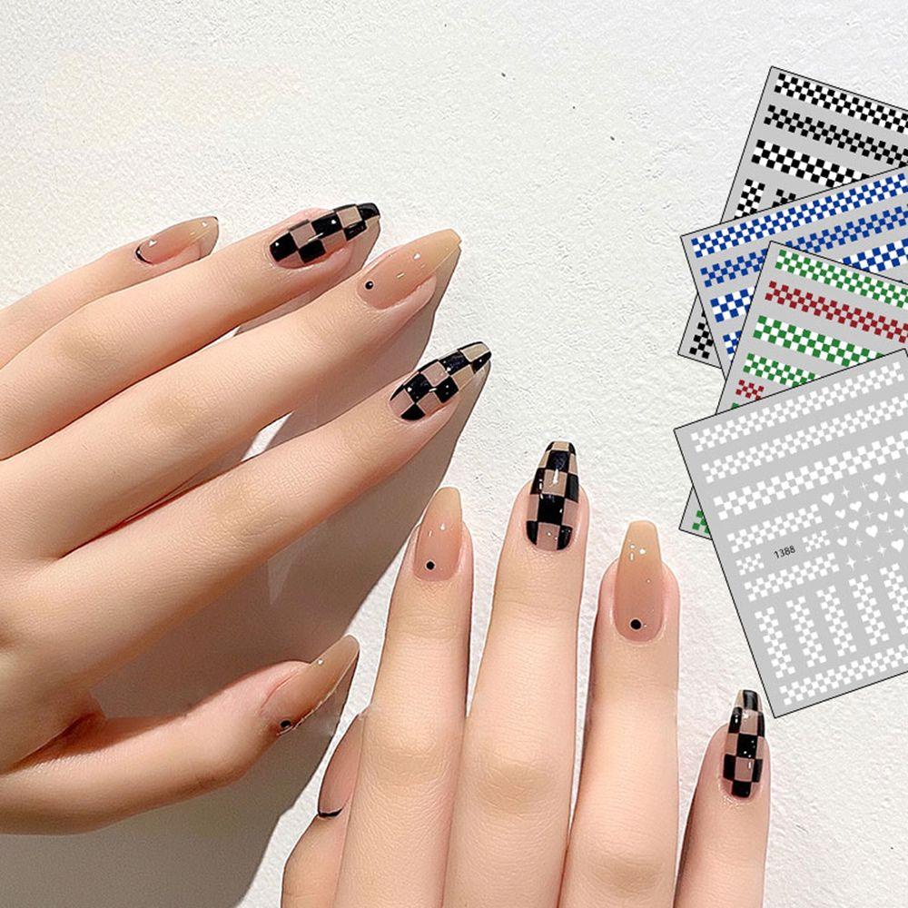 Miếng Dán Trang Trí Móng Tay Họa Tiết Kẻ Sọc Độc Đáo DIY