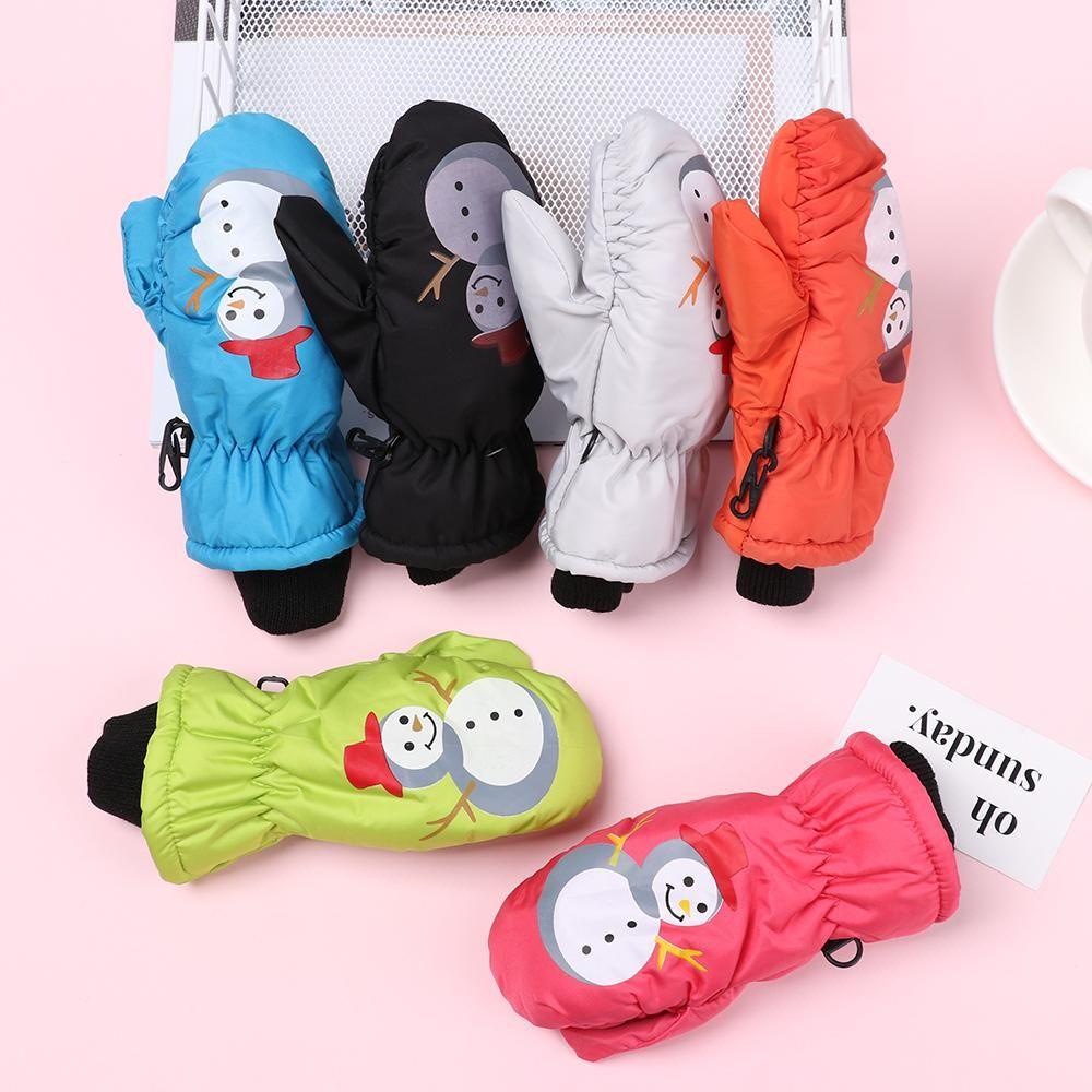 MIHAN1 Găng Tay Trượt Tuyết Vải Nhung Dày Chống Trượt Chống Thấm Đáng Yêu Dành Cho Trẻ 0-5 Tuổi