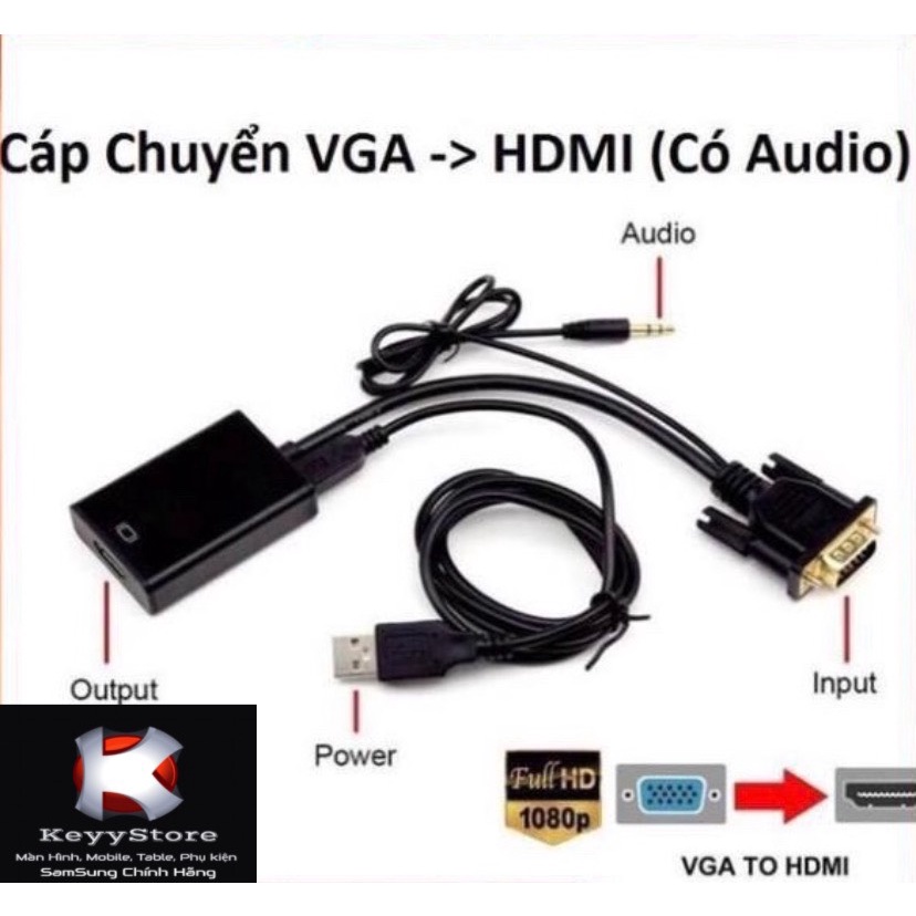 ❤FreeShip❤ Cáp chuyển đổi VGA sang HDMI Có Audio - Hàng chất lượng - VGA TO HDMI