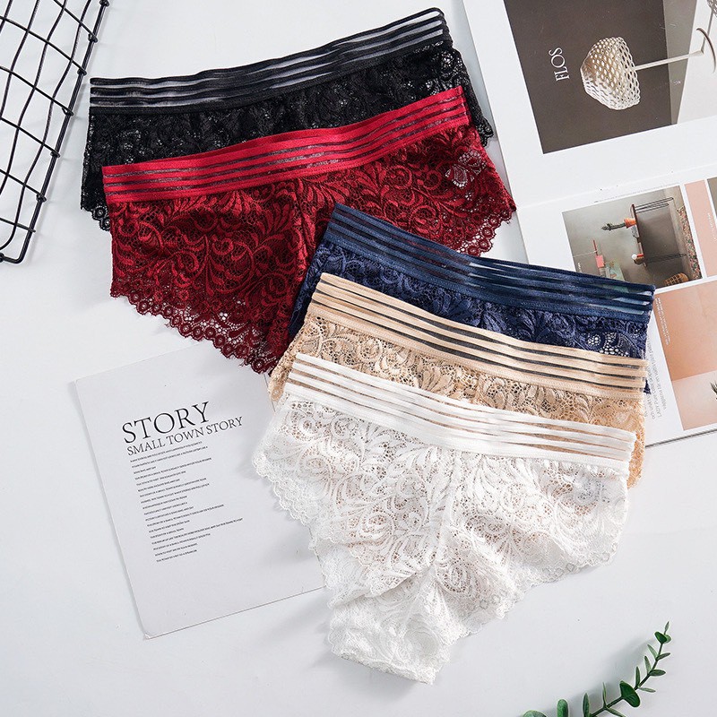 [Được Chọn màu Quần Lót Cao Cấp Ren Mềm Sọc Lưng 8837