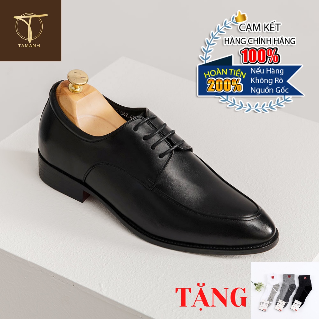 Giày Da Nam TÂM ANH Tăng Chiều Cao Dáng Derby GCTATC1562-D Tặng Tất UNIQLO Cao Cấp