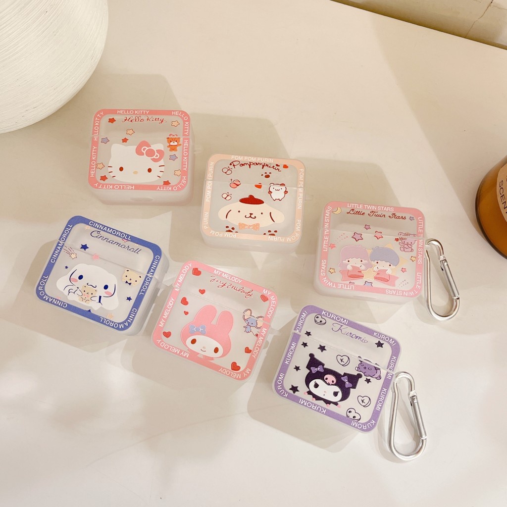 Vỏ bảo vệ hộp sạc tai nghe hình cinnamoroll kuromi pom cho Airpods Pro / Airpods 3 Apple Airpods 1 & 2 & 3 Pro