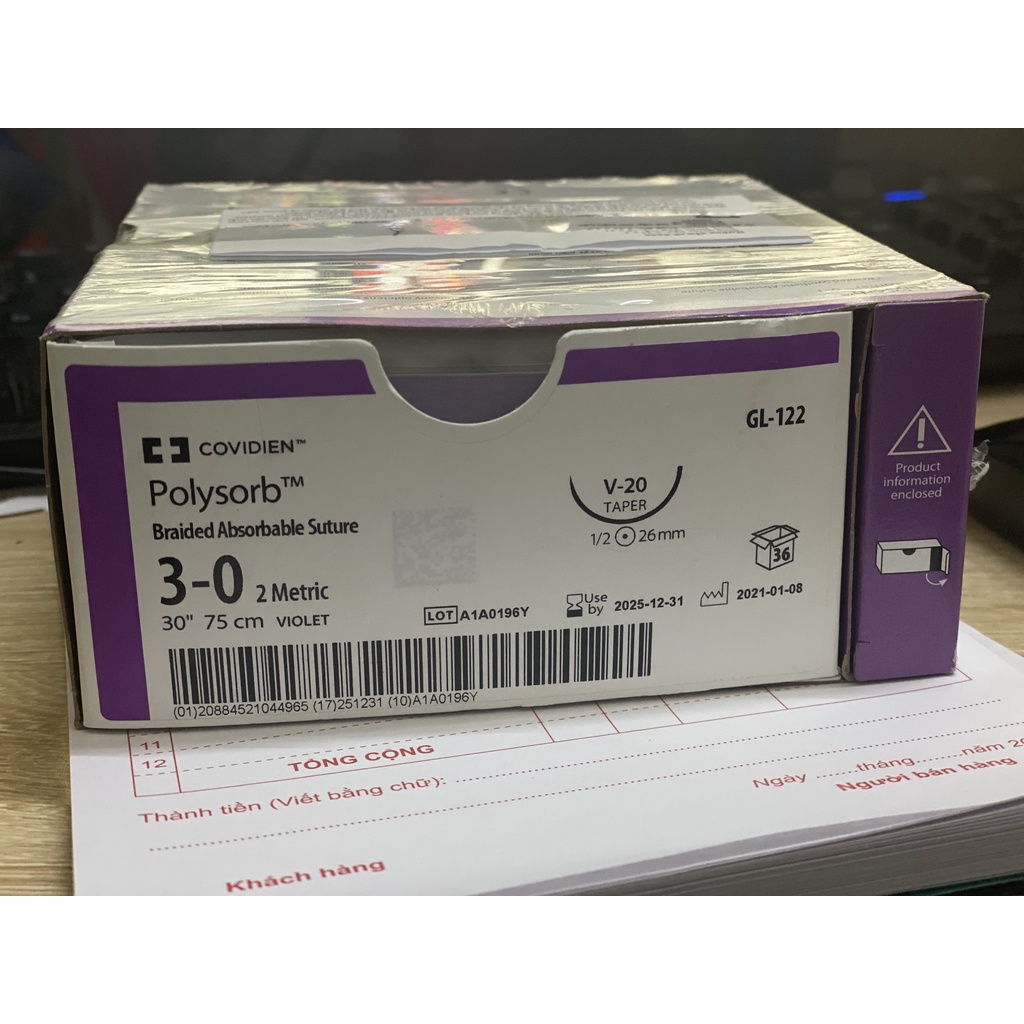 Chỉ thẩm mỹ Polysorb tự tiêu 3-0