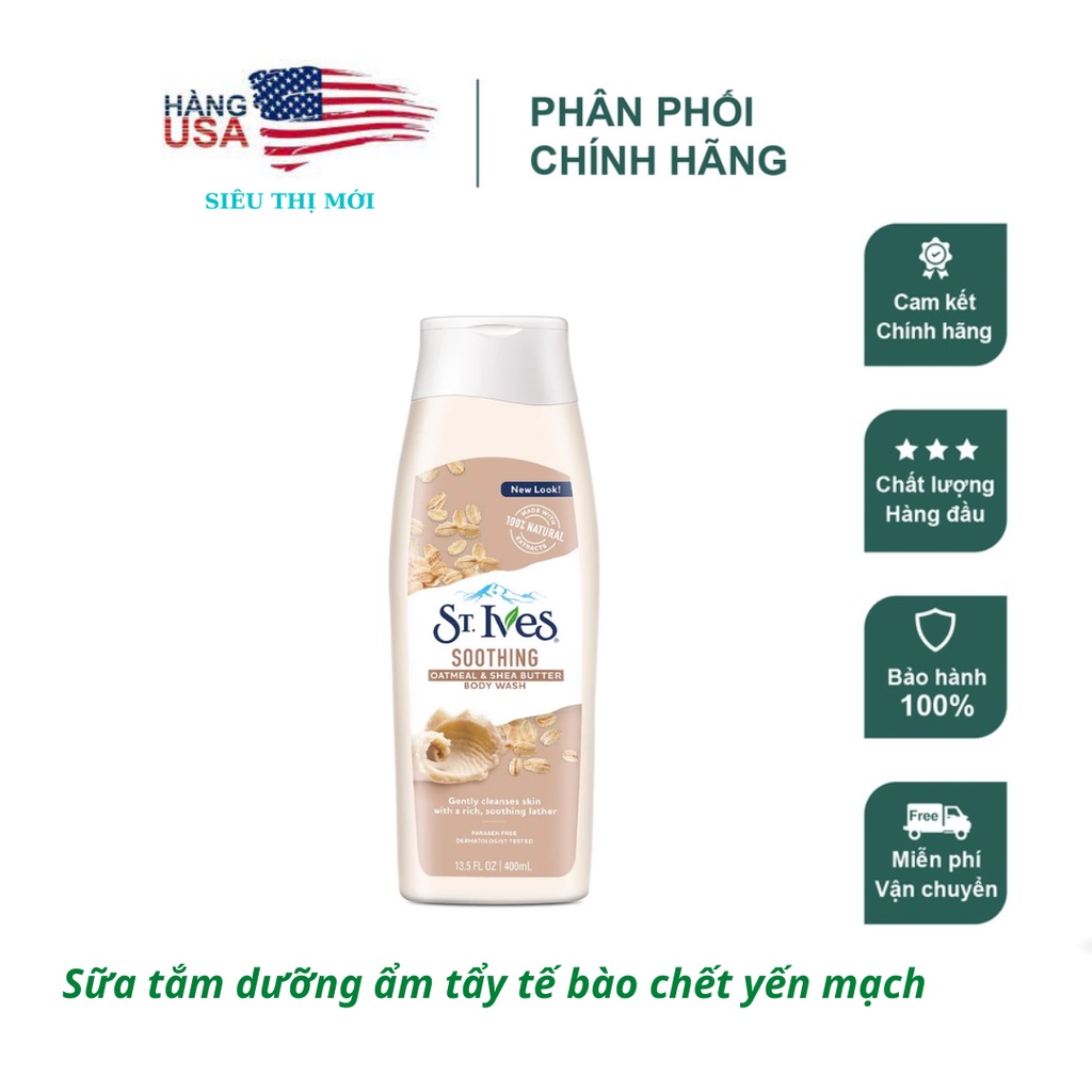Sữa Tắm dưỡng ẩm, tẩy tế bào chết St.Ives Yến Mạch Và Bơ 400ml