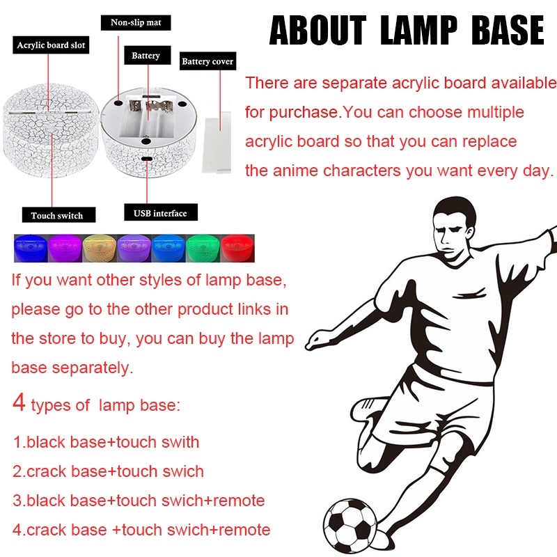 Đèn Ngủ Bóng Đá GP41 Juventus BVB Everton A.C. Đèn LED Trang Trí Nhà Ở Hình Cầu Thủ Ronaldo Messi