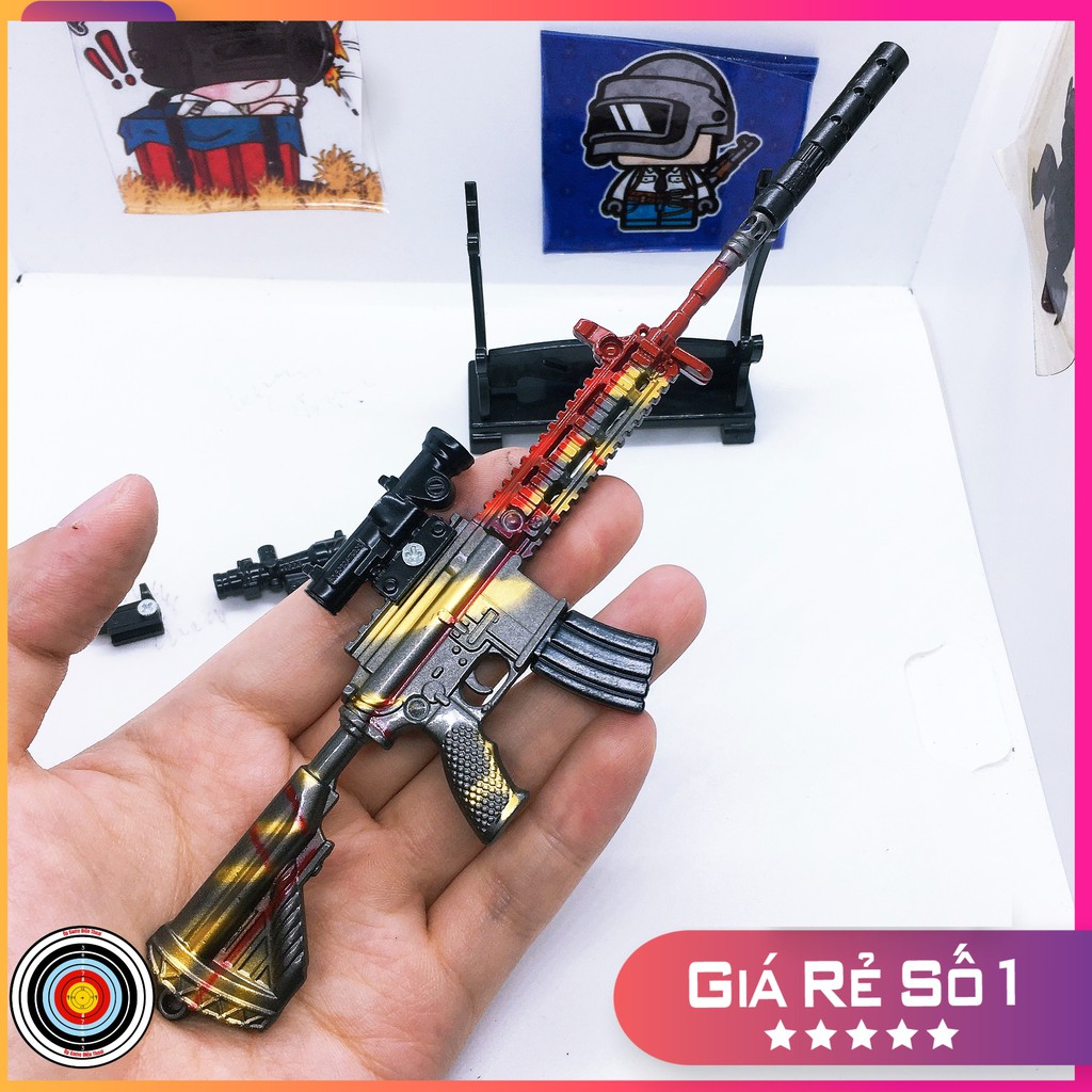 Mô hình súng pubg kim loại lắp ráp M416 skin Rằn Ri dài 20cm mô phỏng giống thật trong game [TẶNG KỆ ĐỠ]