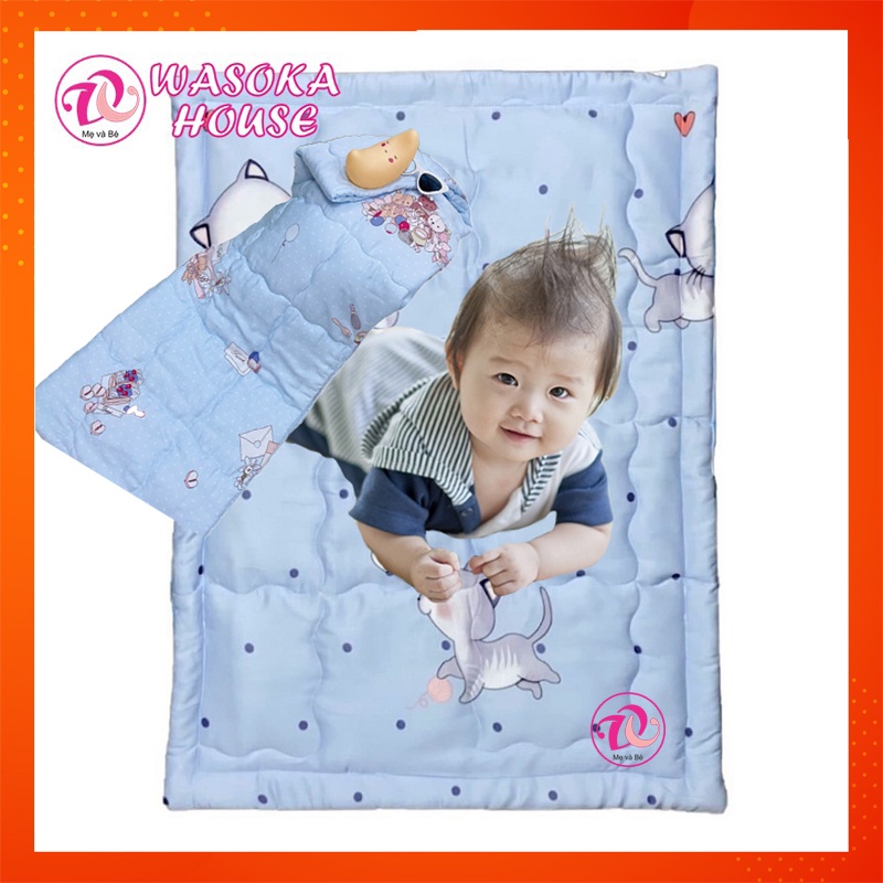 Nệm cho bé sơ sinh mầm non tiểu học, vải Tencel mềm mịn mát, nệm chống thấm, nhiều họa tiết đáng yêu