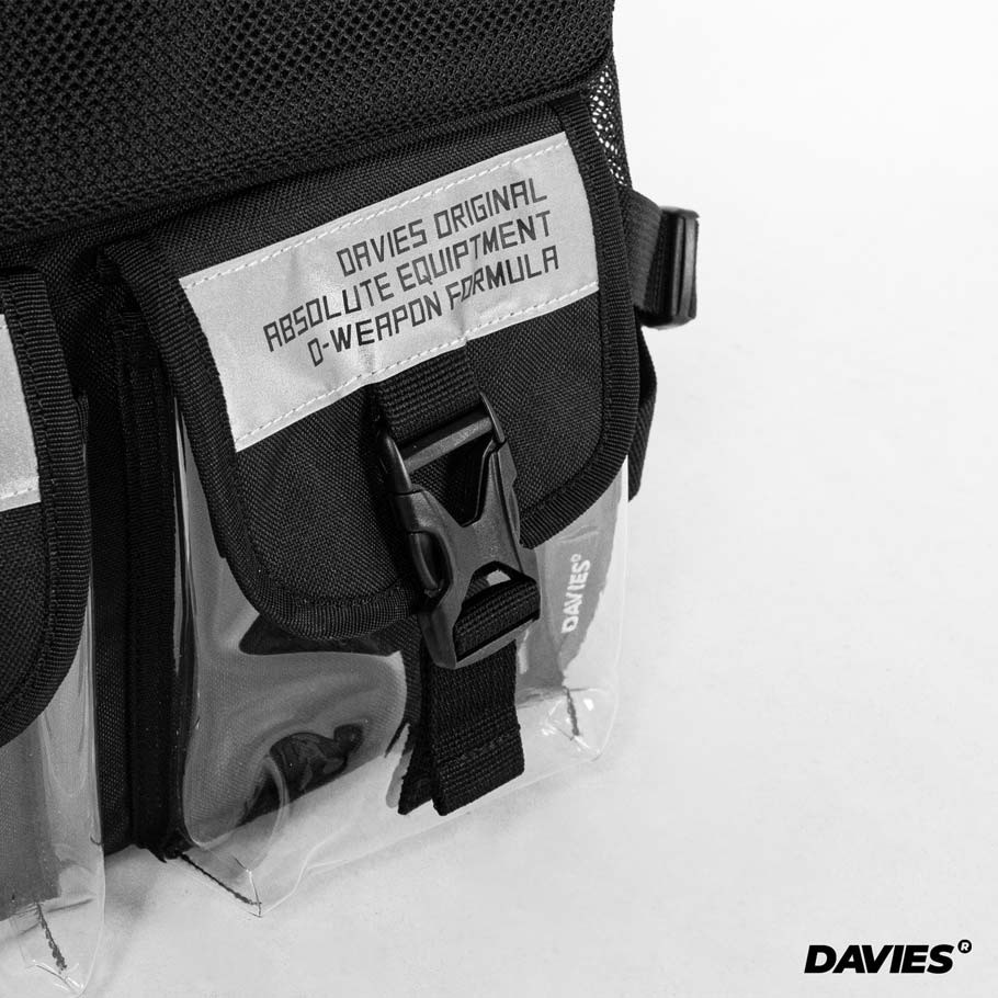 [Tặng kèm túi đeo chéo mini] Balo đi học nam phản quang local brand Davies - Black Warrior Backpack