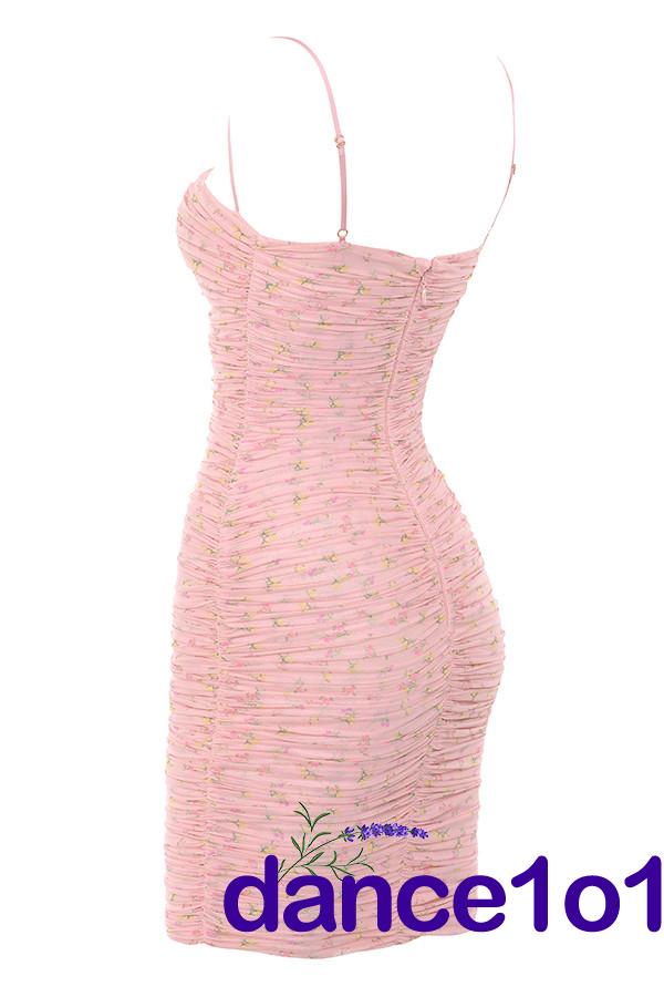 Đầm ôm không tay họa tiết in hoa phong cách quyến rũ cho nữ