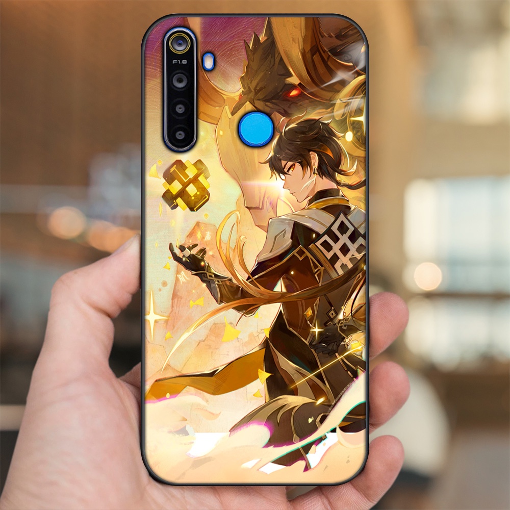 Ốp lưng Realme 5, 5 Pro viền đen in hình Zhongli Genshin Impact