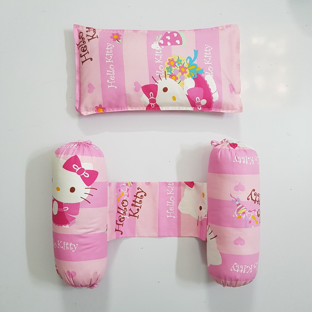 Bộ gối và chặn giặt máy ruột gòn tấm vỏ cotton Hàn Quốc Viet Kids giúp bé không bị méo đầu và tránh giật mình