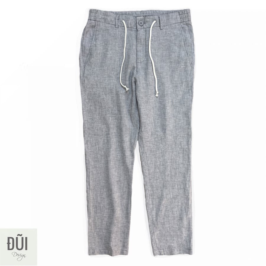 Quần đũi (linen) nam cạp chun ống côn dài ghi | BigBuy360 - bigbuy360.vn