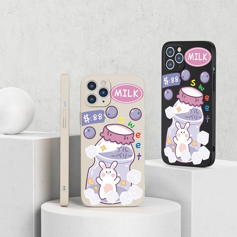 Ốp lưng iphone Ốp điện thoại silicon mềm Suntaiho in hình thỏ trong chai nước cho iPhone 13 12 11 Pro Max X XR Xs Max 7 8 Plus