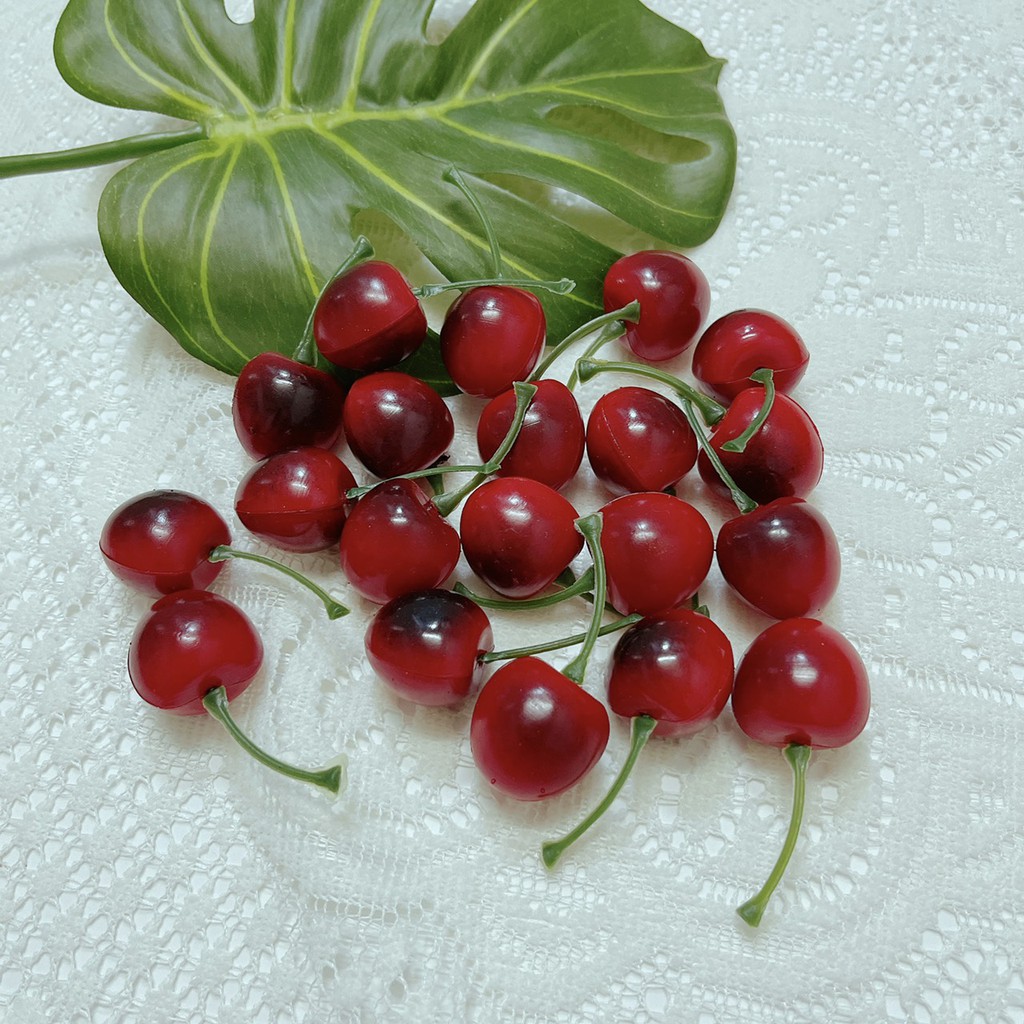 Quả cherry giả bằng nhựa làm đạo cụ chụp ảnh, quả táo đỏ, quả táo xanh làm đạo cụ , phụ kiện chụp ảnh, decor bánh