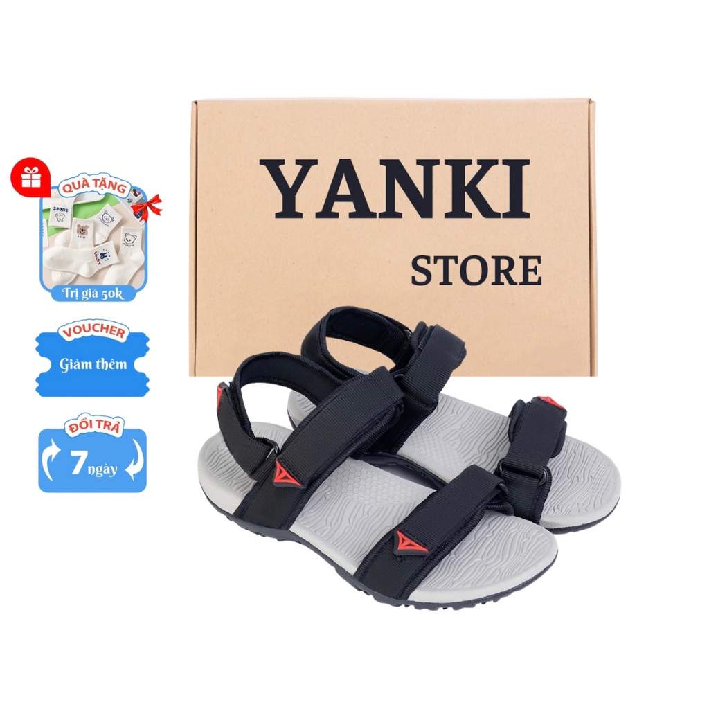 Giày Sandal Nam Quai Ngang Thời Trang YANKI Hàng VNXK (Đen) - VL02