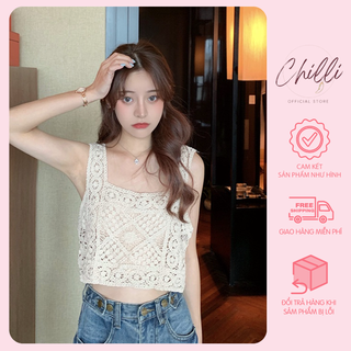 Áo 2 dây croptop lưới đi biển, mix váy áo P102