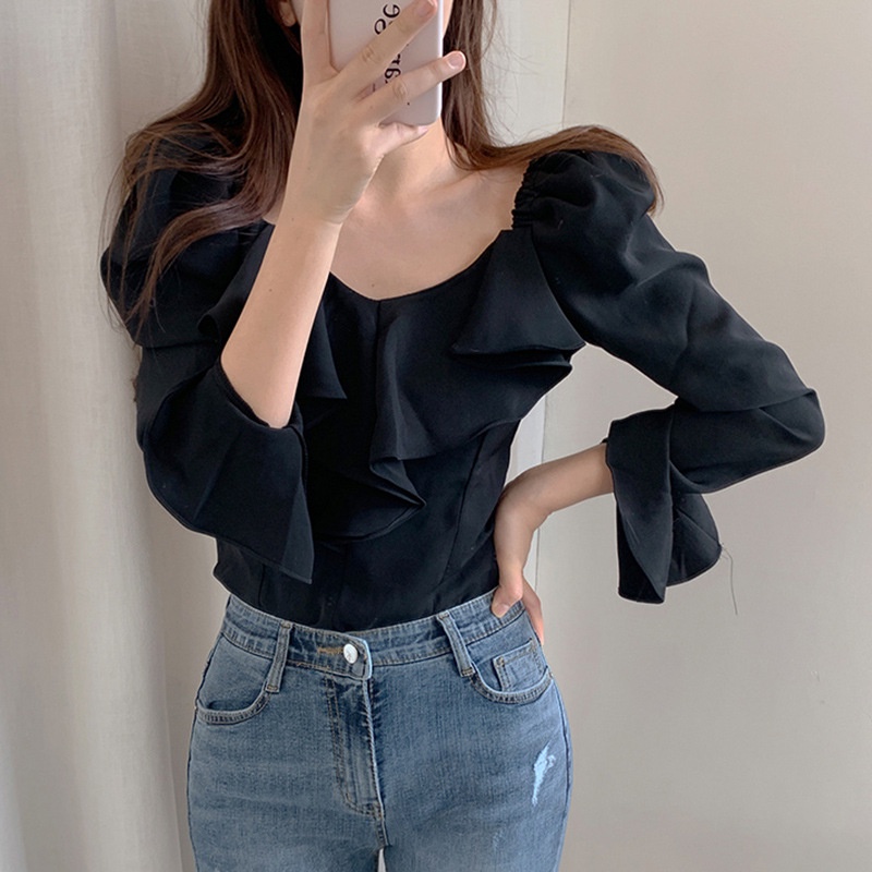 Áo sơ mi kiểu Hàn Quốc đẹp tiểu thư bánh bèo nữ bigsize form rộng đẹp kiểu công sở tay dài  M-6