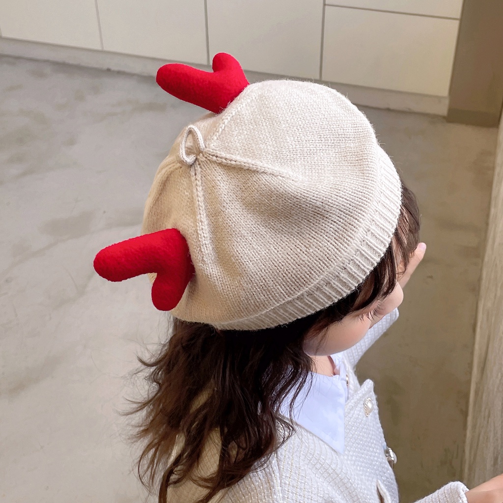 Mũ Beret Dệt Kim Phong Cách Thu Đông Mới Cho Bé Gái