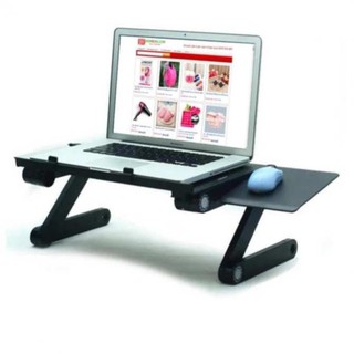 Bàn kê laptop nhôm xoay 360 độ có 2 quạt tản nhiệt tiện dụng