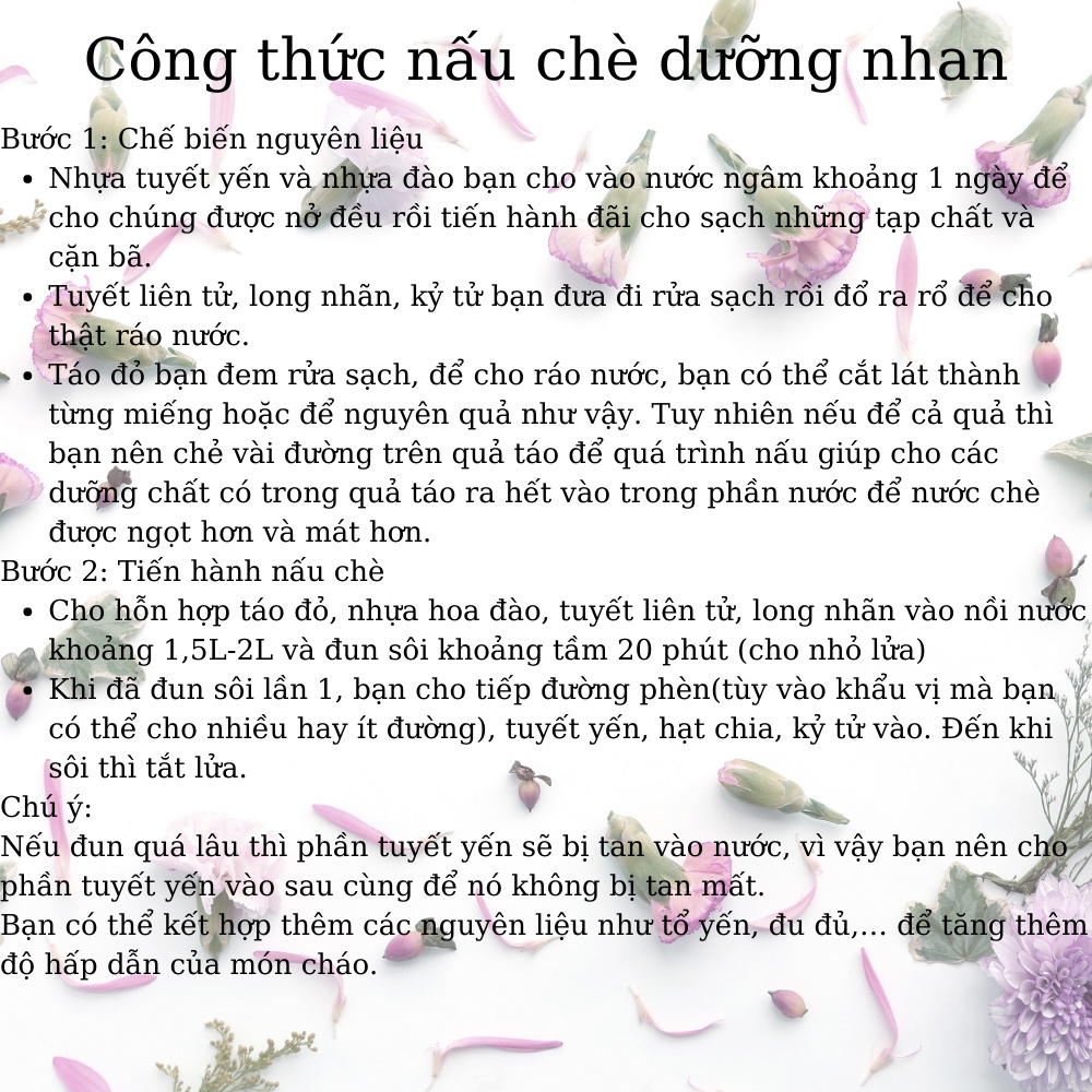 Set Chè dưỡng nhan tuyết yến 400gr 15 - 18 chén nguyên liệu cao cấp kèm công thức, hàng công ty sản xuất, VSATTP