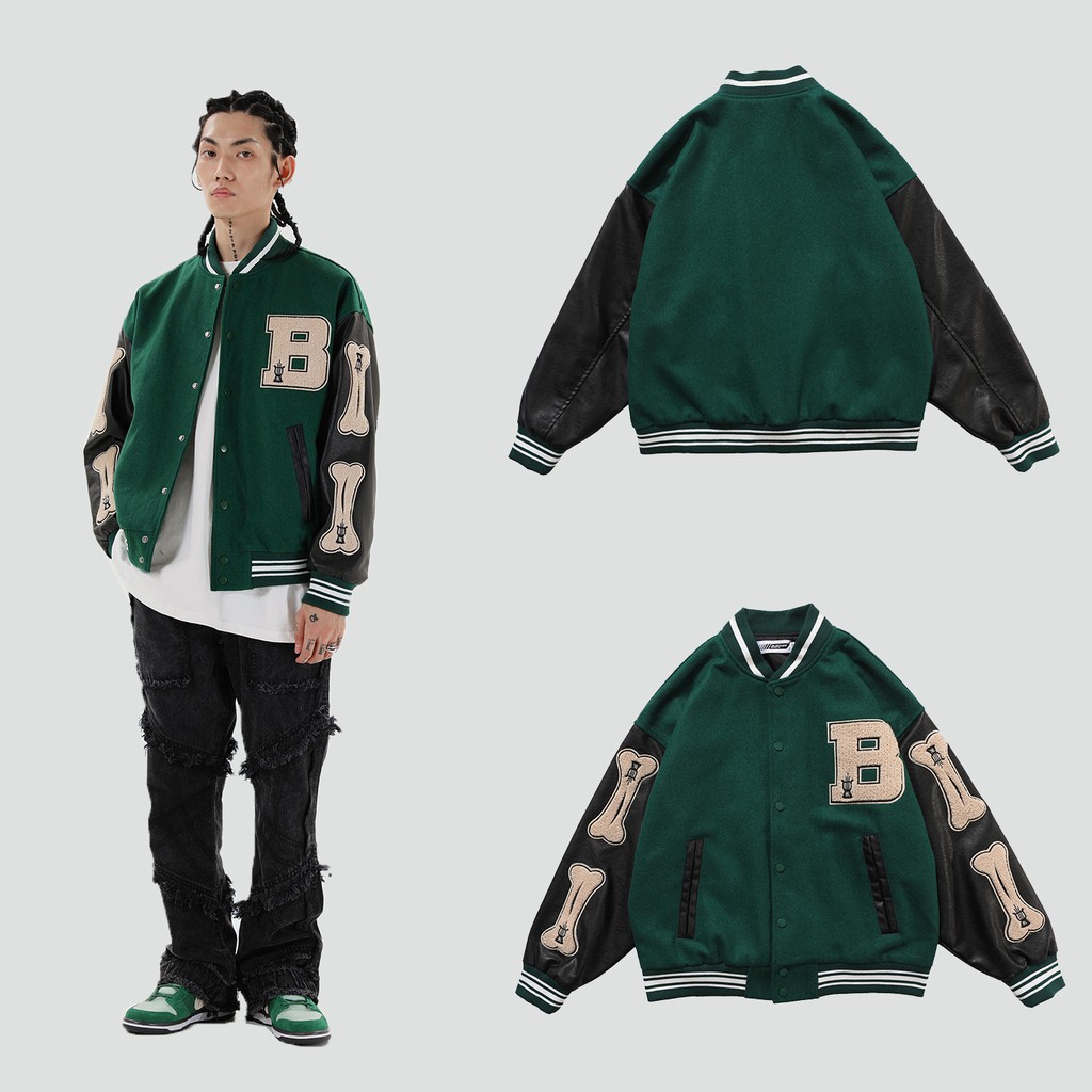 Áo khoác bóng chày Bone Varsity Jacket tay xương