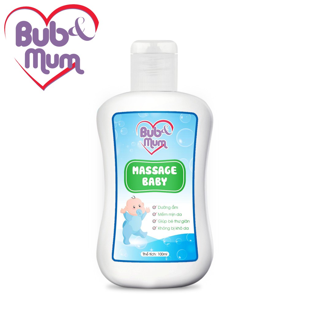 [Mã LTBAUAB20 giảm 7% đơn 99K] Dầu Massage cho bé chiết xuất tinh dầu thiên nhiên 100ml BuB&amp;MuM