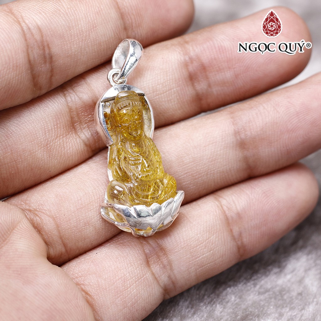 Mặt dây chuyền phật bà TA tóc vàng bọc bạc - Ngọc Quý