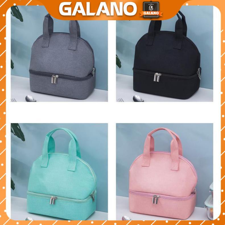 Túi giữ nhiệt GALANO túi đựng hộp cơm, bình nước, bình sữa giữ nhiệt 2 ngăn cao cấp cho văn phòng, du lịch HG-001201