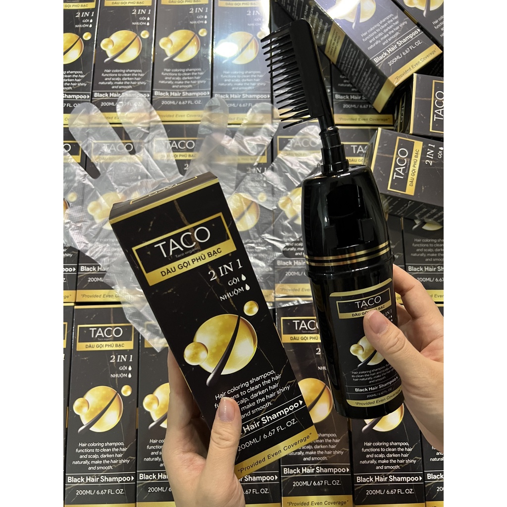 Dầu Gội Nhuộm Đen Thảo Dược TACO Black Hair 200ml - Gội Là Đen Chỉ Với 10 Phút