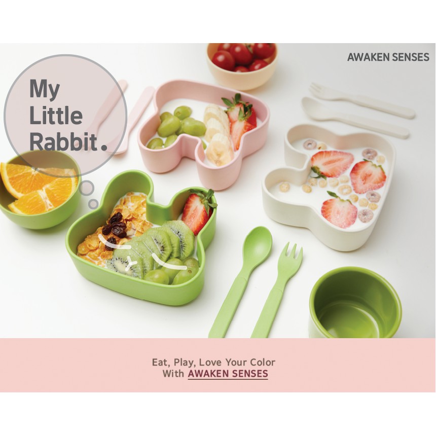 Bộ đồ ăn đĩa hình thỏ AWAKEN SENSES My Little Rabbit, Hàn Quốc